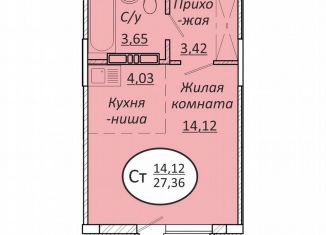 Продам квартиру студию, 27.4 м2, Новосибирск, Октябрьский район