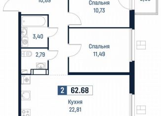 Продаю 2-ком. квартиру, 61.9 м2, Мурино