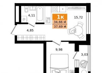 Продается 1-ком. квартира, 37.7 м2, Екатеринбург, Чкаловский район