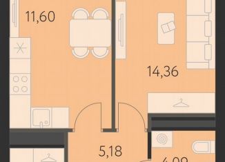 Продам 1-комнатную квартиру, 38.9 м2, Екатеринбург, улица Академика Ландау, 43