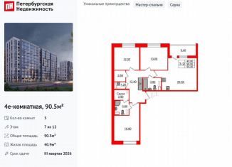 Продается 3-комнатная квартира, 90.5 м2, Санкт-Петербург, метро Проспект Просвещения