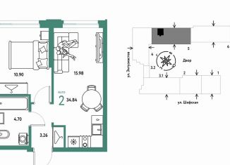 Продается 2-ком. квартира, 34.8 м2, Екатеринбург, Шефская улица, 28, метро Проспект Космонавтов