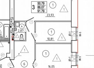 Продам трехкомнатную квартиру, 91.2 м2, Омская область, улица Шукшина, 8