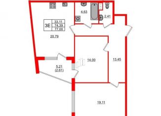 Продается двухкомнатная квартира, 77 м2, Санкт-Петербург, набережная реки Смоленки, 8/86, муниципальный округ Васильевский