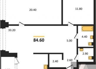 Продам 2-комнатную квартиру, 84.6 м2, Новосибирск, метро Гагаринская