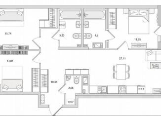 Продается 3-комнатная квартира, 91.7 м2, Санкт-Петербург, Белоостровская улица, 10к1, метро Чёрная речка