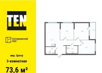 Продажа 3-комнатной квартиры, 73.6 м2, Екатеринбург, Железнодорожный район, улица Свердлова, 10