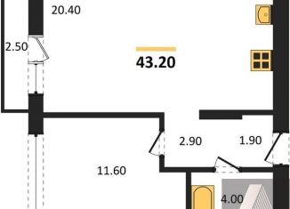 Продажа однокомнатной квартиры, 43.2 м2, Новосибирск, улица Аэропорт, 88, метро Заельцовская