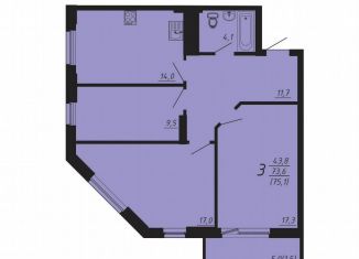 Продажа 3-комнатной квартиры, 75.1 м2, Челябинская область, улица Университетская Набережная, 49