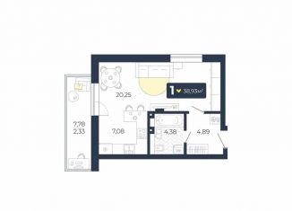 Продается 1-комнатная квартира, 38.9 м2, посёлок Солонцы, ЖК Живём