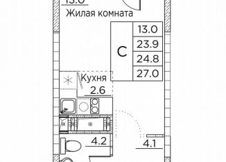 Продам квартиру студию, 27 м2, Владивосток, улица Расула Гамзатова, 7к2