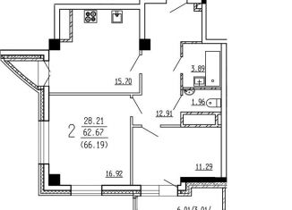Продажа двухкомнатной квартиры, 64.2 м2, Воронеж, улица Революции 1905 года, 31Ю, ЖК Финист