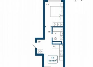 Продам 1-ком. квартиру, 45.1 м2, деревня Дударева, улица Сергея Джанбровского, 25