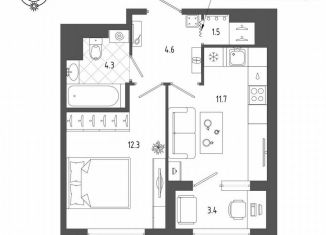 Продам 1-комнатную квартиру, 35.9 м2, Санкт-Петербург, Измайловский бульвар, 9, метро Балтийская