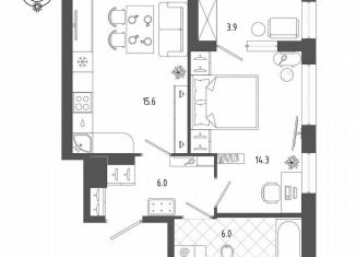 Продам 1-комнатную квартиру, 43.8 м2, Санкт-Петербург, Измайловский бульвар, 9, метро Балтийская