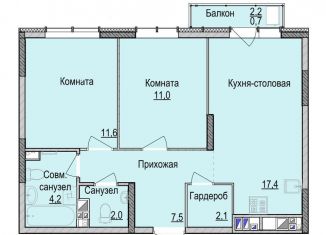 Продажа 2-ком. квартиры, 55.8 м2, Ижевск, жилой район Культбаза