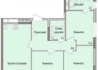 Продается трехкомнатная квартира, 68 м2, Ижевск, жилой район Ракетный