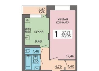 Продается 1-комнатная квартира, 39 м2, Воронежская область, улица Независимости, 80Б