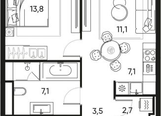 Продам 2-комнатную квартиру, 45.3 м2, Москва, Полковая улица, 1с7, станция Савёловская