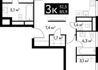 Продам трехкомнатную квартиру, 85.5 м2, Москва, Большая Спасская улица, 37, станция Площадь трёх вокзалов (Каланчёвская)
