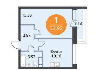 1-комнатная квартира на продажу, 33.9 м2, деревня Скотное, Рождественская улица, 2, ЖК Ёлки Вилладж