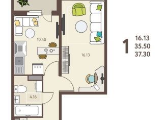 Продам однокомнатную квартиру, 37.3 м2, Липецк