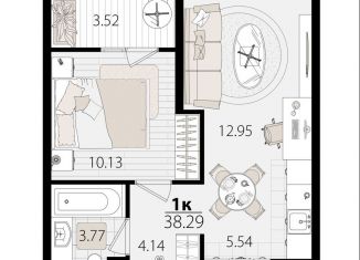 Продажа 1-ком. квартиры, 38.3 м2, Краснодар, Главная городская площадь, микрорайон Центральный