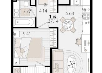 Продается 1-комнатная квартира, 37.1 м2, Краснодар, Главная городская площадь, микрорайон Центральный