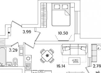 Продам 1-комнатную квартиру, 35.3 м2, Санкт-Петербург, метро Лесная