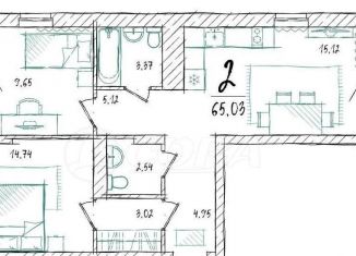 Продаю 2-комнатную квартиру, 65 м2, Тюмень, ЖК Интеллект Квартал, улица Фармана Салманова, 12