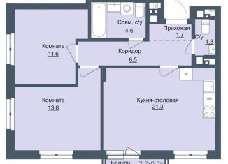 Продаю 2-комнатную квартиру, 61.3 м2, Ижевск, Северо-Западный жилой район