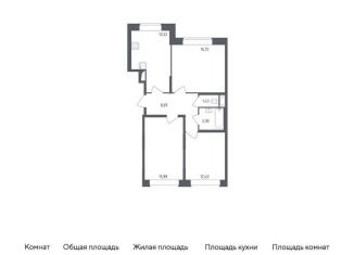 Продажа трехкомнатной квартиры, 72 м2, Санкт-Петербург, жилой комплекс Сандэй, 5к2, муниципальный округ Константиновское