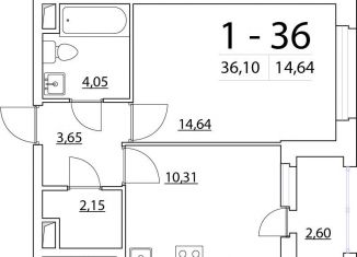 Однокомнатная квартира на продажу, 36.3 м2, Санкт-Петербург, Планерная улица, 95к1, ЖК Нью Тайм