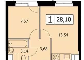 1-комнатная квартира на продажу, 28.1 м2, сельский посёлок Новинки, 2-я Дорожная улица, 5