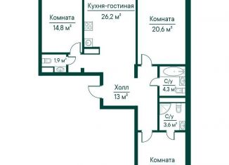 Продам 3-ком. квартиру, 102 м2, Самара, метро Российская