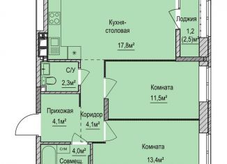 2-комнатная квартира на продажу, 57.2 м2, Ижевск, жилой район Буммаш