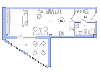 Продается однокомнатная квартира, 42.9 м2, Санкт-Петербург, улица Одоевского, 17, метро Василеостровская