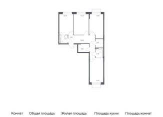 Трехкомнатная квартира на продажу, 77.8 м2, посёлок Мирный, жилой комплекс Томилино Парк, к6.2