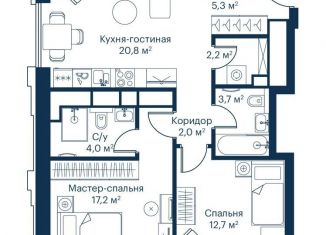 Двухкомнатная квартира на продажу, 67.9 м2, Москва, район Покровское-Стрешнево, жилой комплекс Сити Бэй, к1