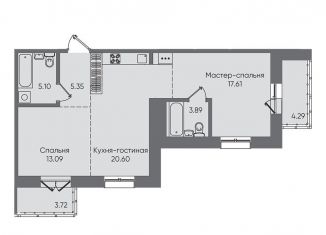 Продам квартиру со свободной планировкой, 73.7 м2, Иркутск, ЖК Новые Горизонты