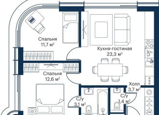 Продам 2-комнатную квартиру, 55.8 м2, Москва, метро Мякинино