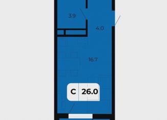 Квартира на продажу студия, 26 м2, поселок Верхнетемерницкий, улица Венеры, 19/2