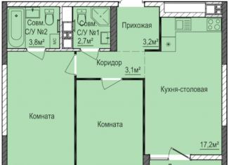 Продам 2-комнатную квартиру, 57.2 м2, Ижевск, Индустриальный район
