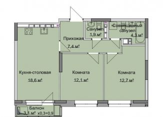 Продажа двухкомнатной квартиры, 57 м2, Ижевск, Удмуртская улица, 282, ЖК Немецкий Дом