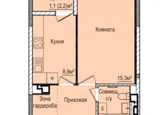1-комнатная квартира на продажу, 35.7 м2, Ижевск, ЖК Покровский