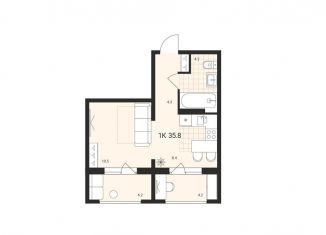 Продаю 1-комнатную квартиру, 35.8 м2, Обь, Геодезическая улица, 6Вк2