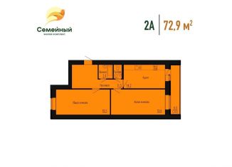 Продается 2-комнатная квартира, 72.9 м2, село Засечное, жилой комплекс Семейный, с12