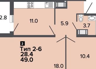 Продам 2-ком. квартиру, 49 м2, Санкт-Петербург, Глухарская улица, 26, ЖК Ультра Сити