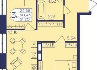 Трехкомнатная квартира на продажу, 51.2 м2, Балашиха, ЖК Героев, микрорайон Центр-2, к404