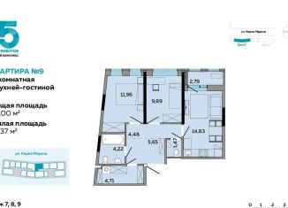 Продается 3-комнатная квартира, 60 м2, Ижевск, ЖК Пять Континентов, улица Карла Маркса, 304А